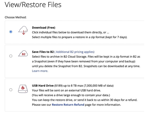 view-restore files blackblaze Medium